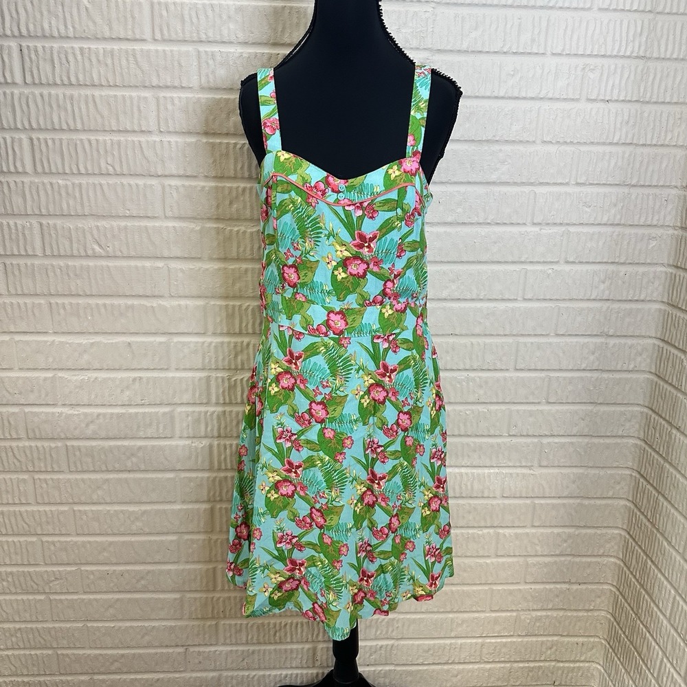 MATILDA JANE BY THE BAY Tropical Floral Tank Dress Womens Sz 8 Hello Lovely